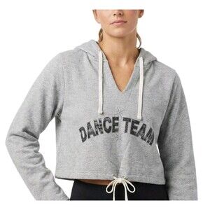 Funky Diva Girls Dance Team Crop Tie Hoodie Rhinestone Bling Vneck Heather Gray